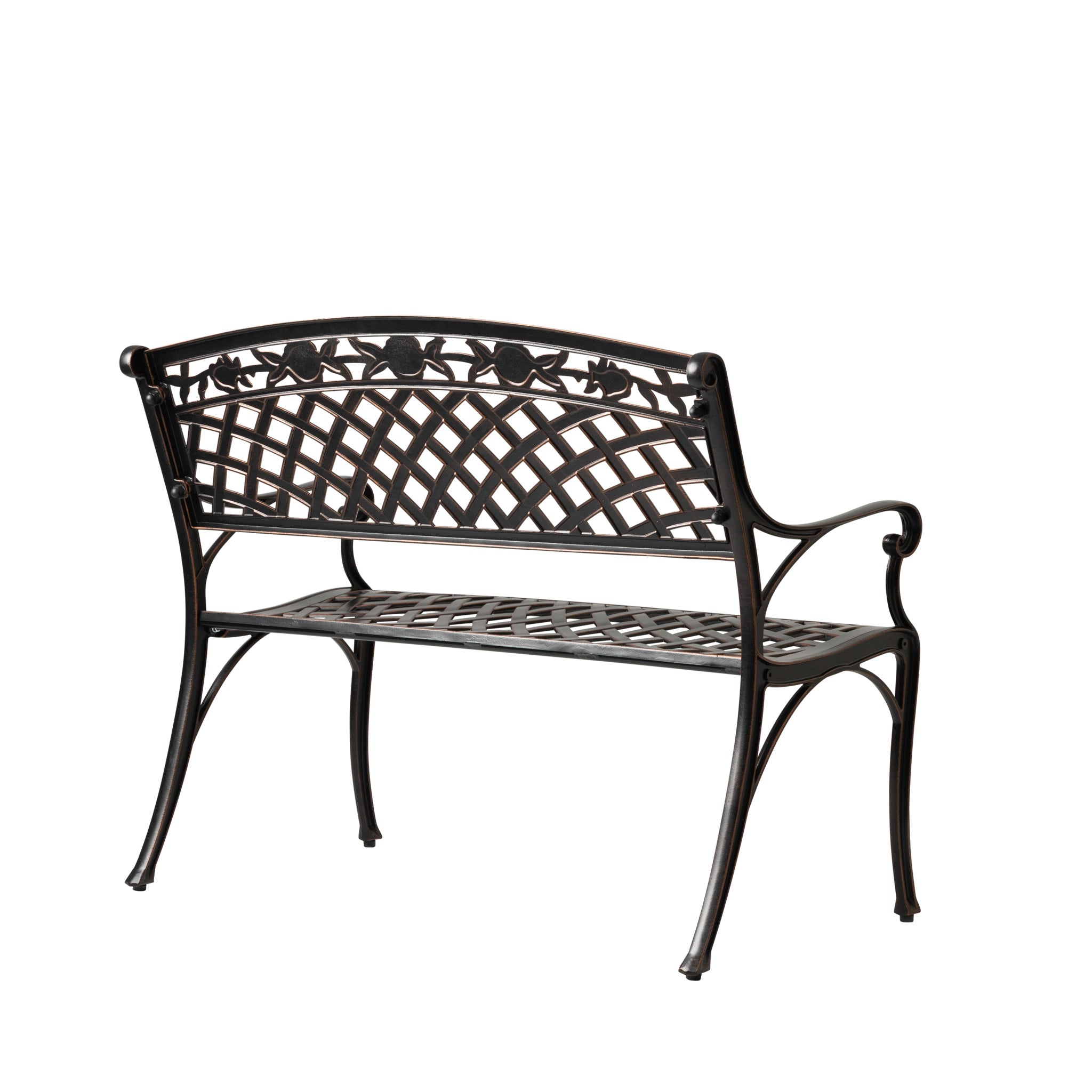 Well Traveled Living Scarlet Aluminum Patio Bench in Antique Bronze