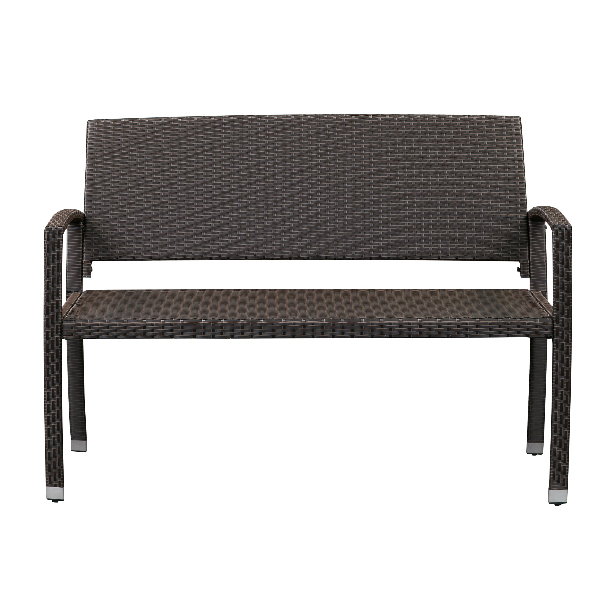 Well Traveled Living Miles Patio Bench in Mocha Wicker