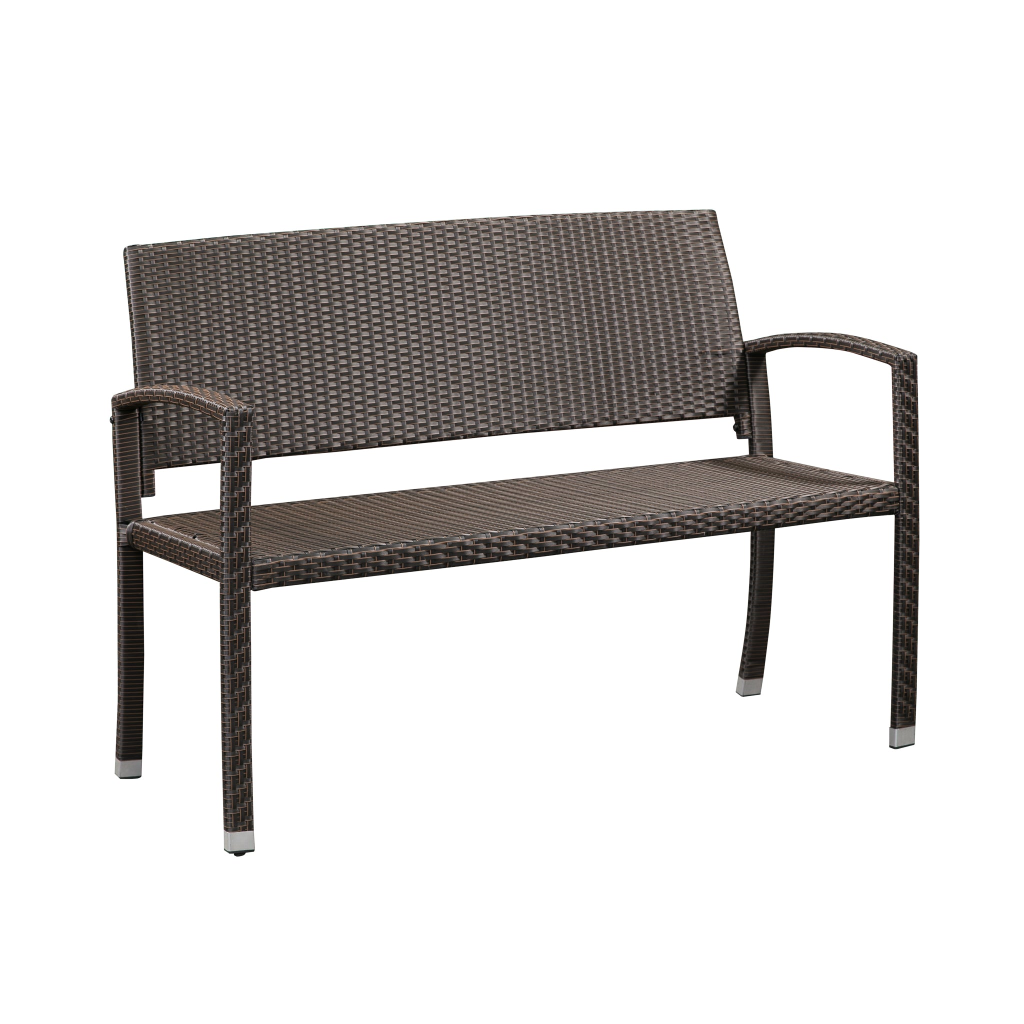 Well Traveled Living Miles Patio Bench in Mocha Wicker