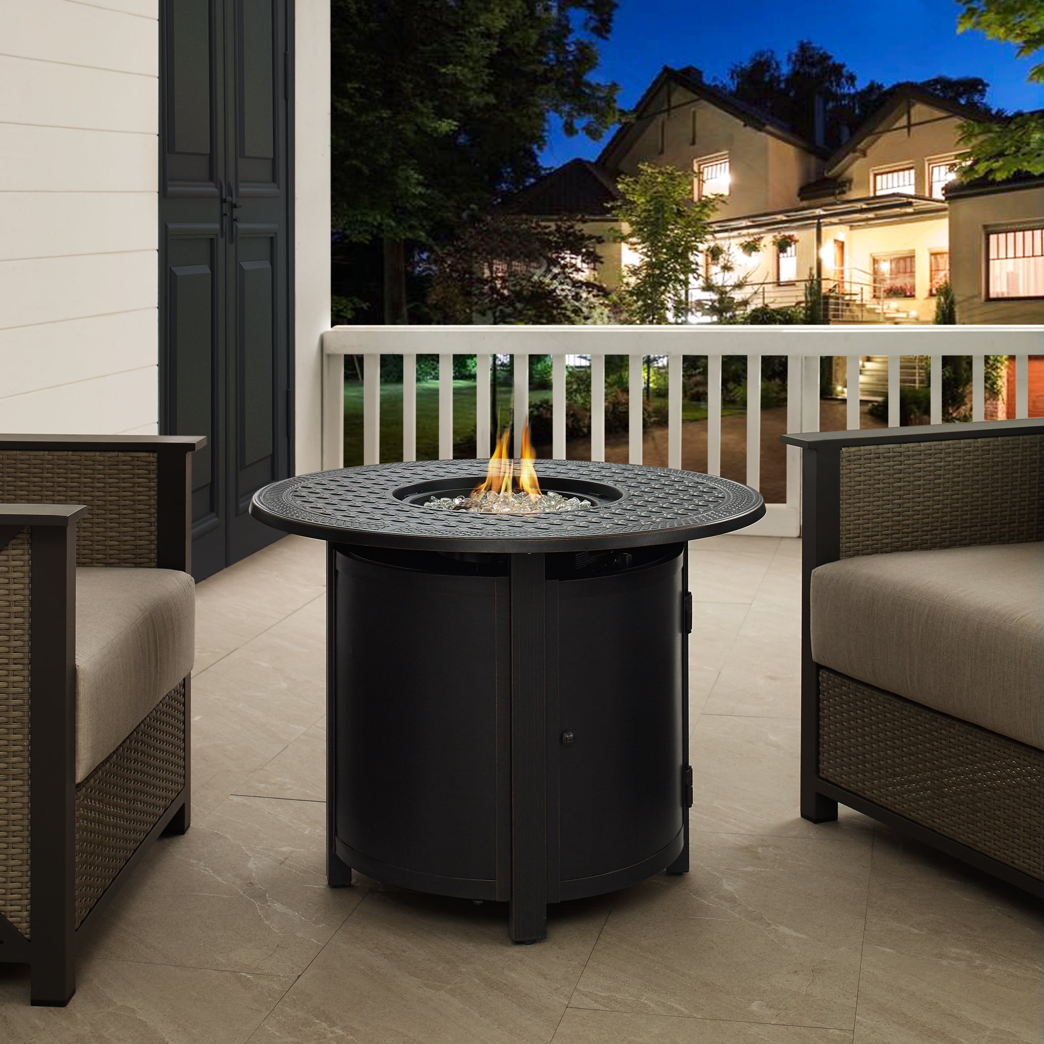 Well Traveled Living Woodberry Aluminum 34" Round LPG Fire Pit