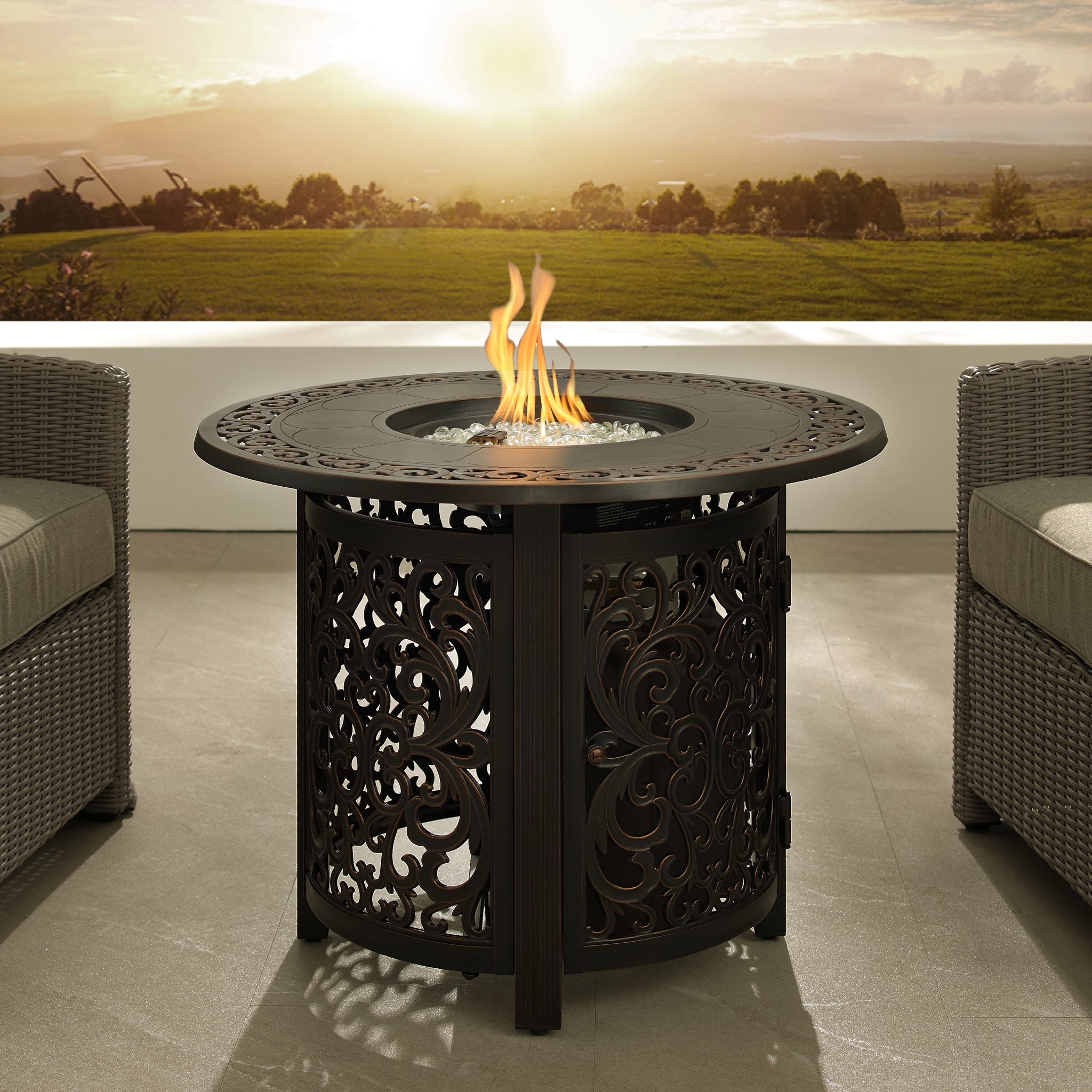 Well Traveled Living Jackson 34" Round Aluminum LPG Fire Pit