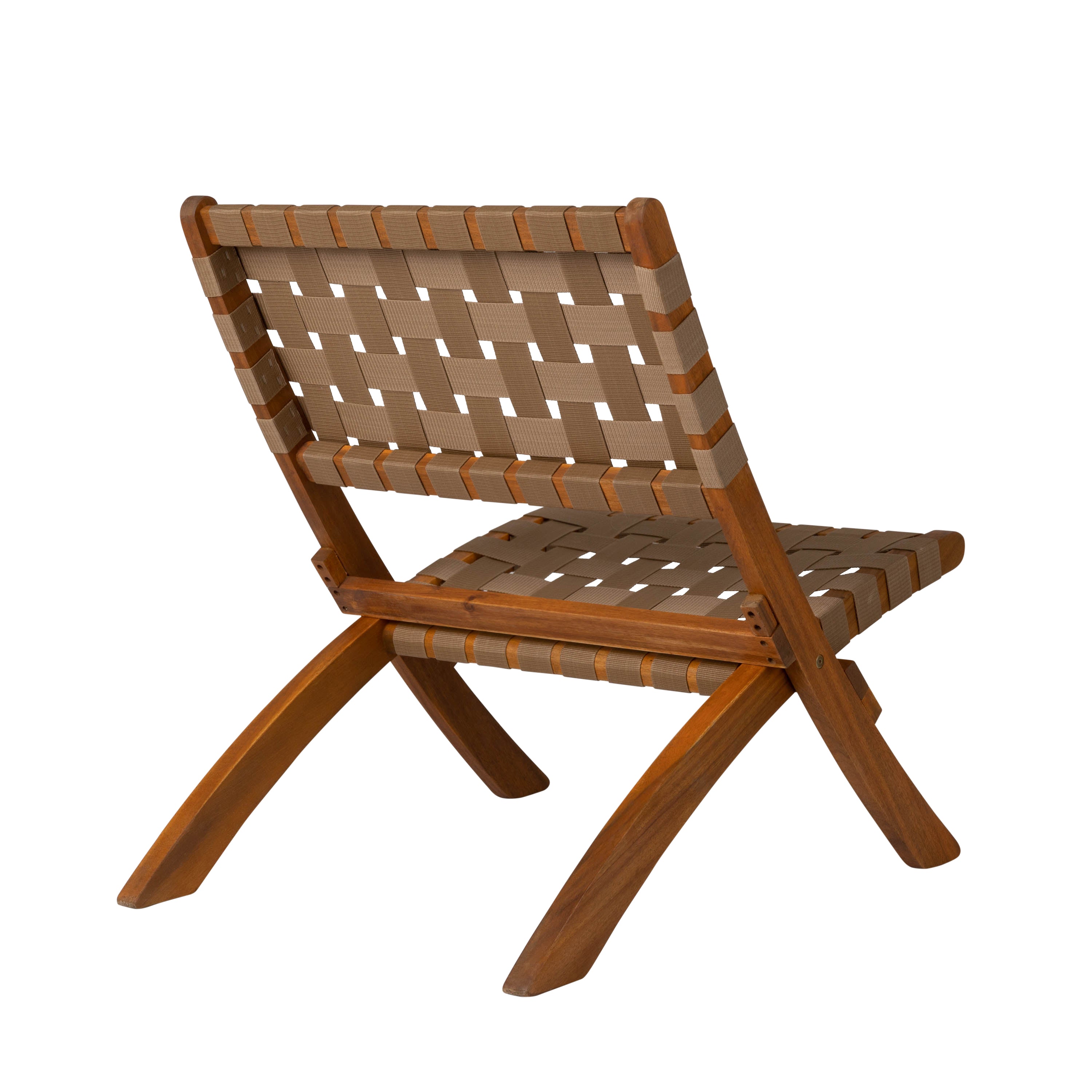 Well Traveled Living Sava Indoor-Outdoor Folding Chair in Brown Webbing