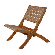 Well Traveled Living Sava Indoor-Outdoor Folding Chair in Brown Webbing