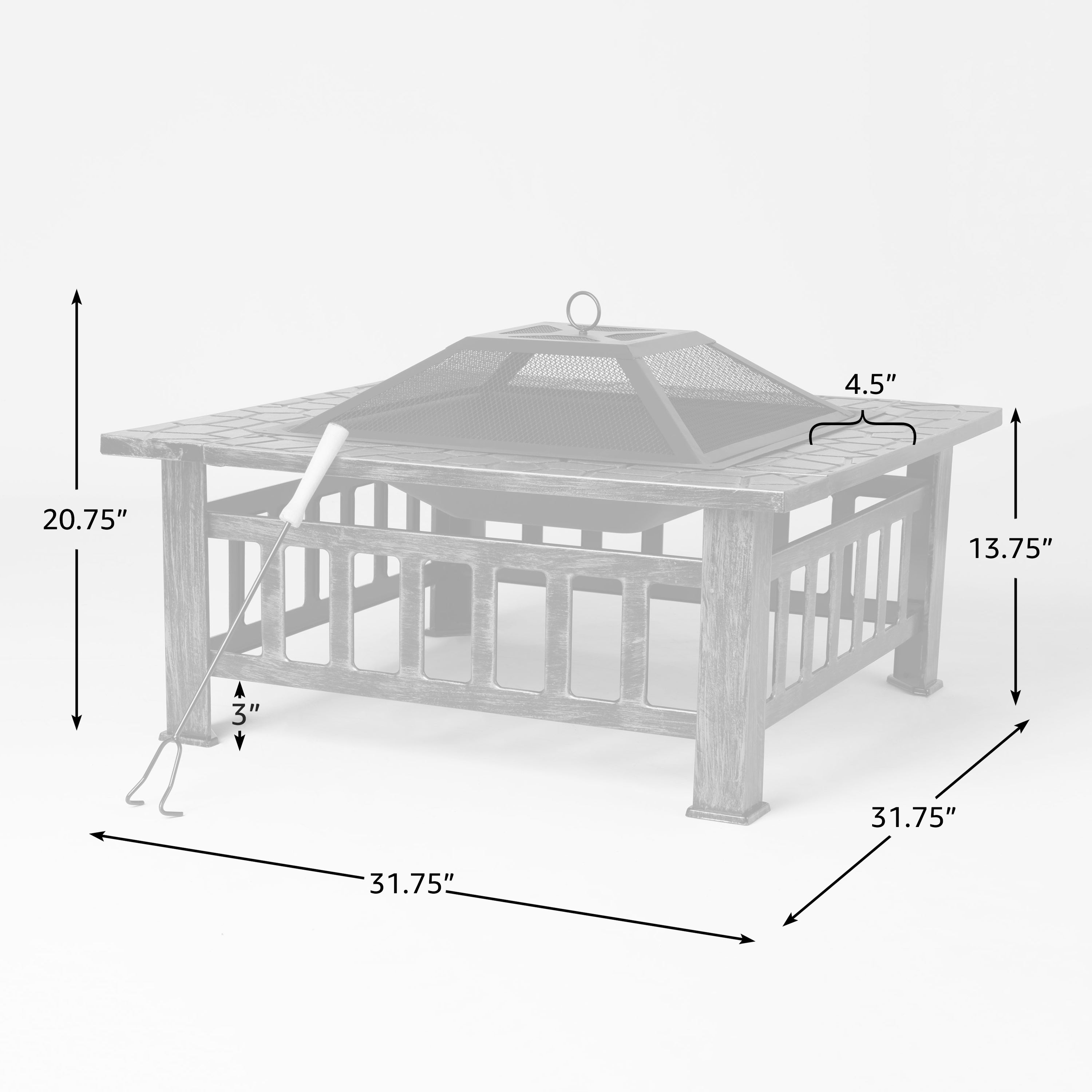 Well Traveled Living Foxdale Square Wood-Burning Fire Pit