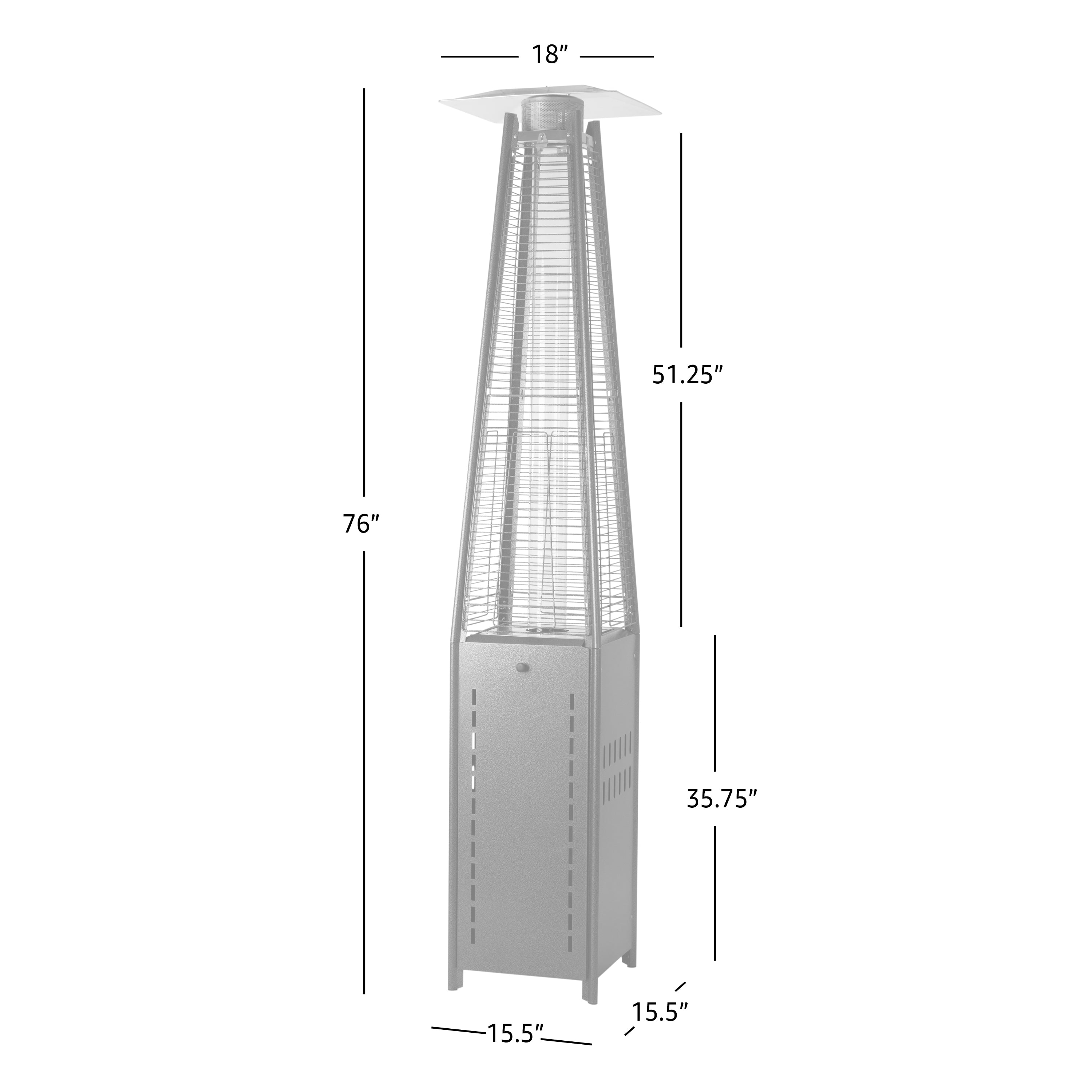 Well Traveled Living Square Pyramid Flame Patio Heater in Hammered Platinum