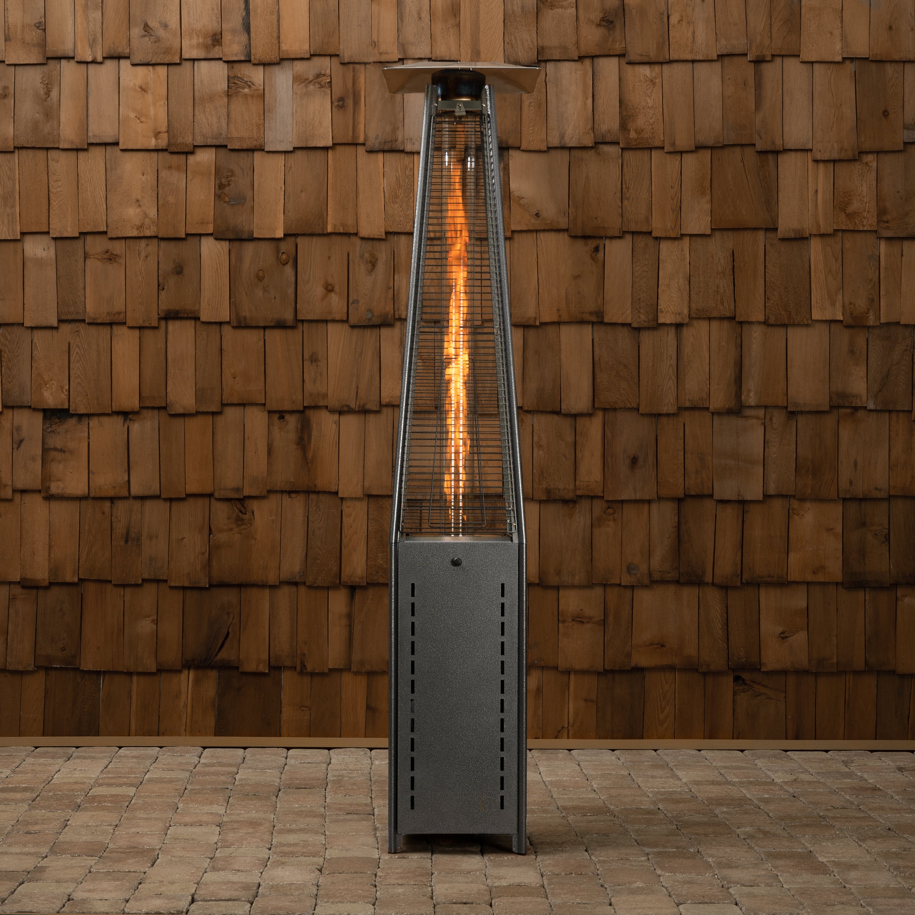 Well Traveled Living Square Pyramid Flame Patio Heater in Hammered Platinum