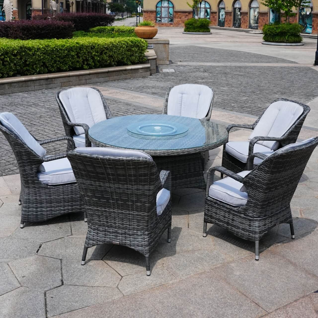 Direct Wicker Patio 7-Pieces Brown Wicker Dining Set with Round Table PAD-1711 Set