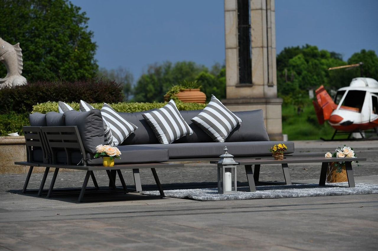 Direct Wicker 4-Piece Outdoor Couch Sectional Set with Removable Gray Cushions