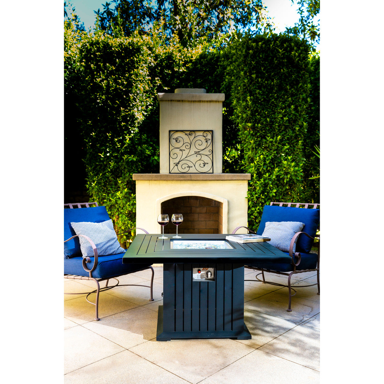 Direct Wicker Outdoor 43x 43x24'' Black Square Fire Pit Table