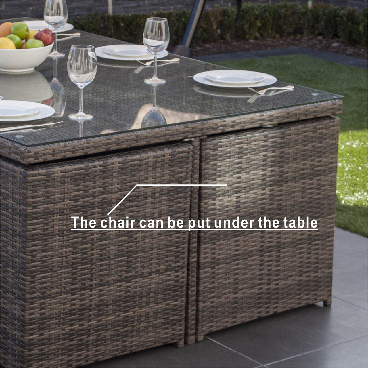 Direct Wicker's Patio Dining Set with 6 Seats, Rectangular Table, and Chairs - PAD-3234