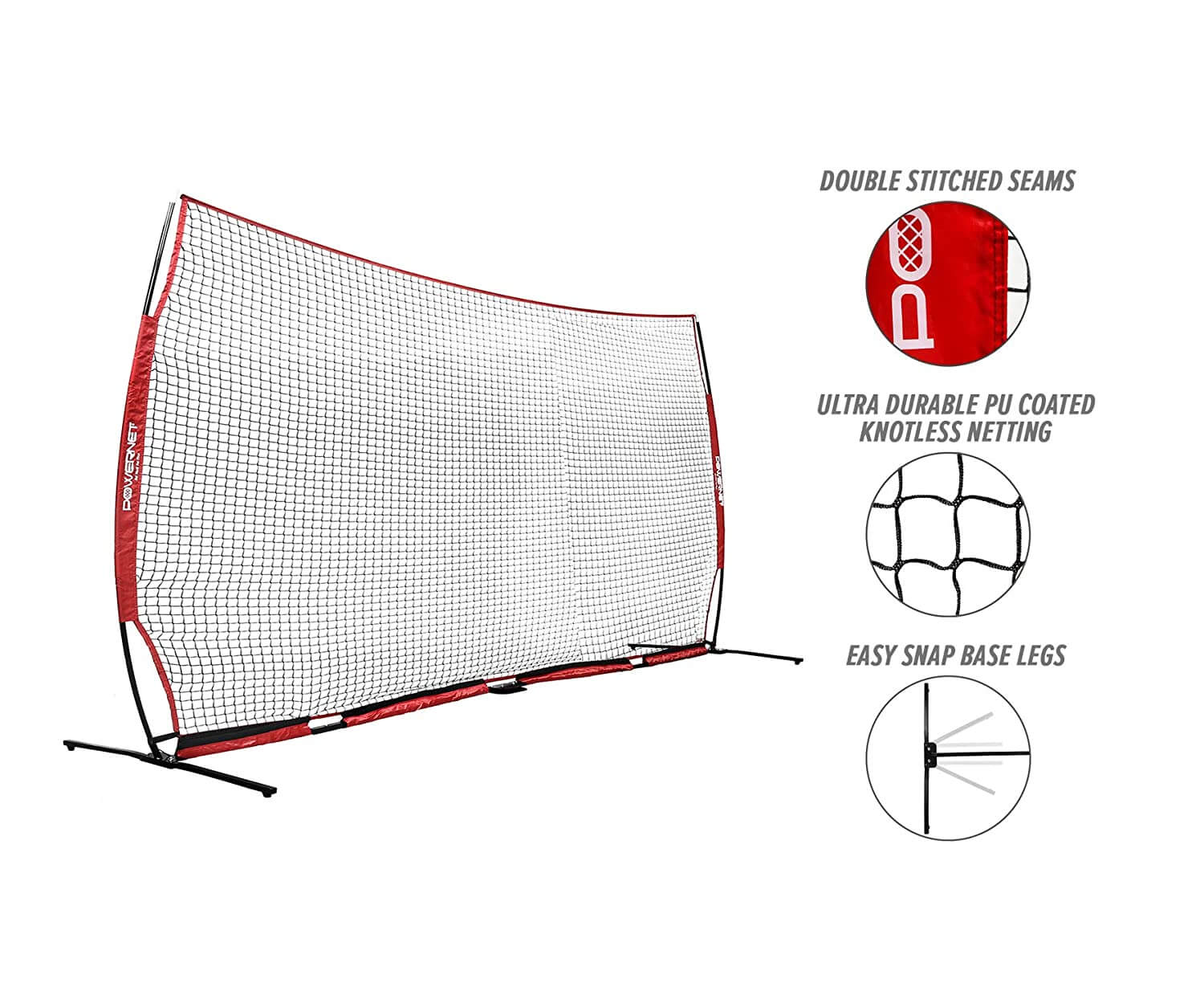 PowerNet Sports Barrier Net 21.5 ft x 11.5 ft Safety Backstop Barricade for Baseball, Lacrosse, Basketball, Soccer, Field Hockey, Softball by Jupiter Gear