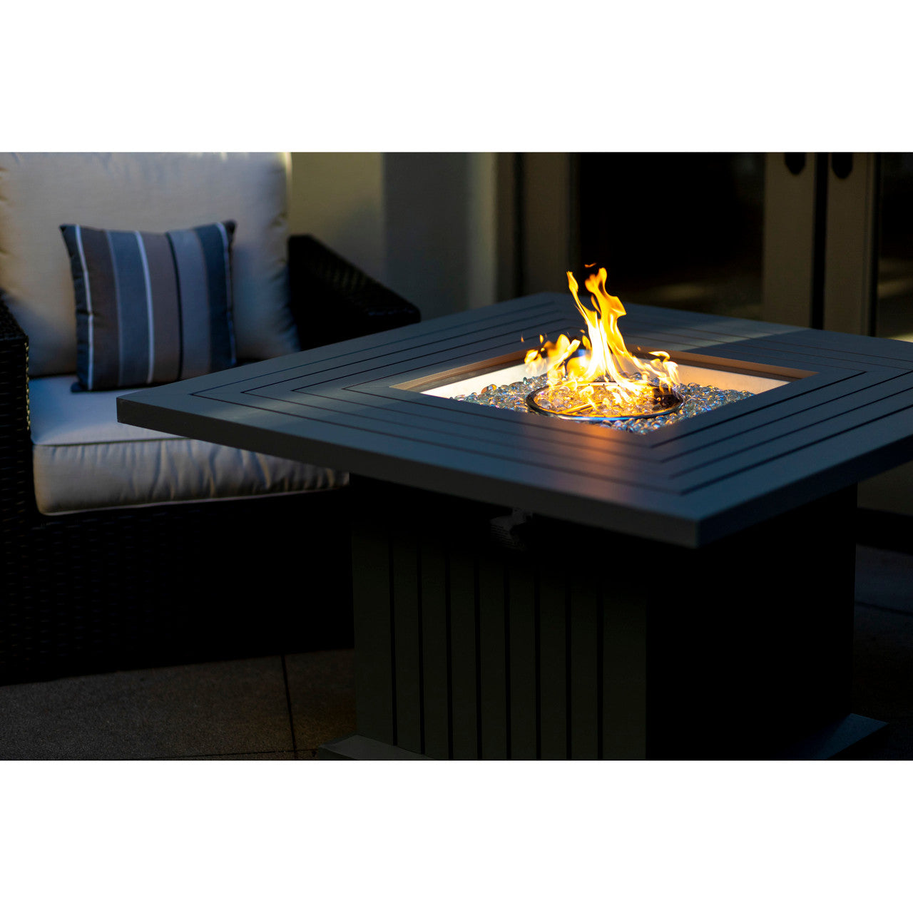 Direct Wicker Outdoor 43x 43x24'' Black Square Fire Pit Table