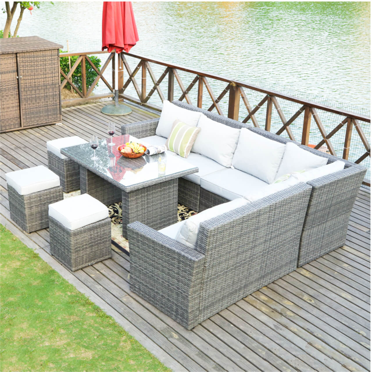 Direct Wicker 8-Piece Patio Seating Sofa Set with Cushions