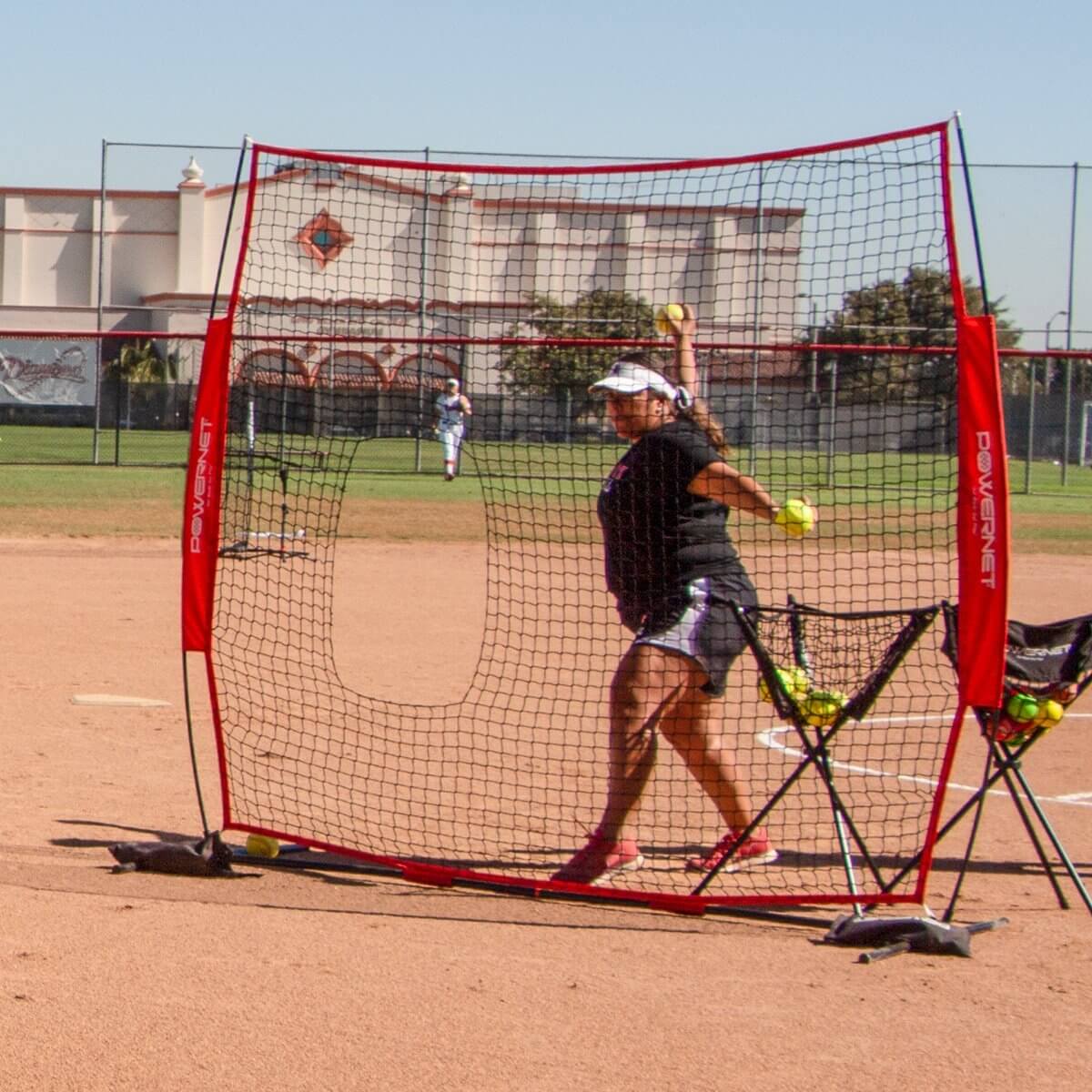 PowerNet 7x7 ft Pitch-Thru Pitching or Batting Screen for Softball with Carry Case by Jupiter Gear