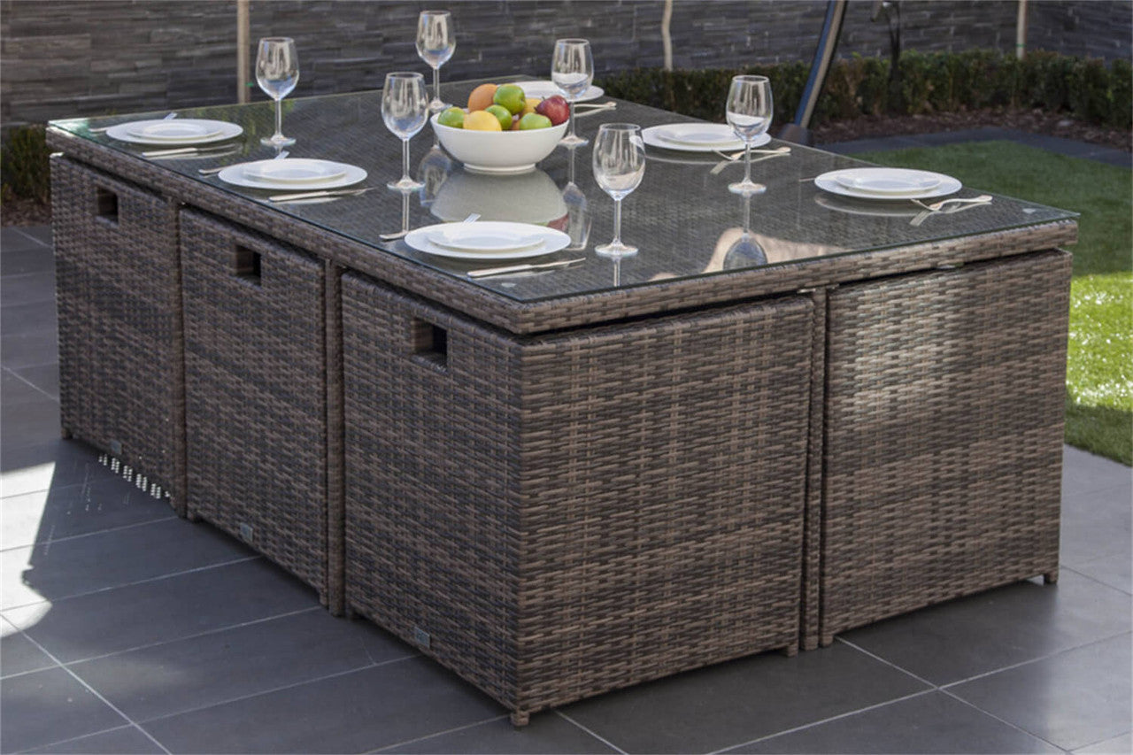 Direct Wicker Patio Dining Table for 6 Rectangular Table in Brown or Gray