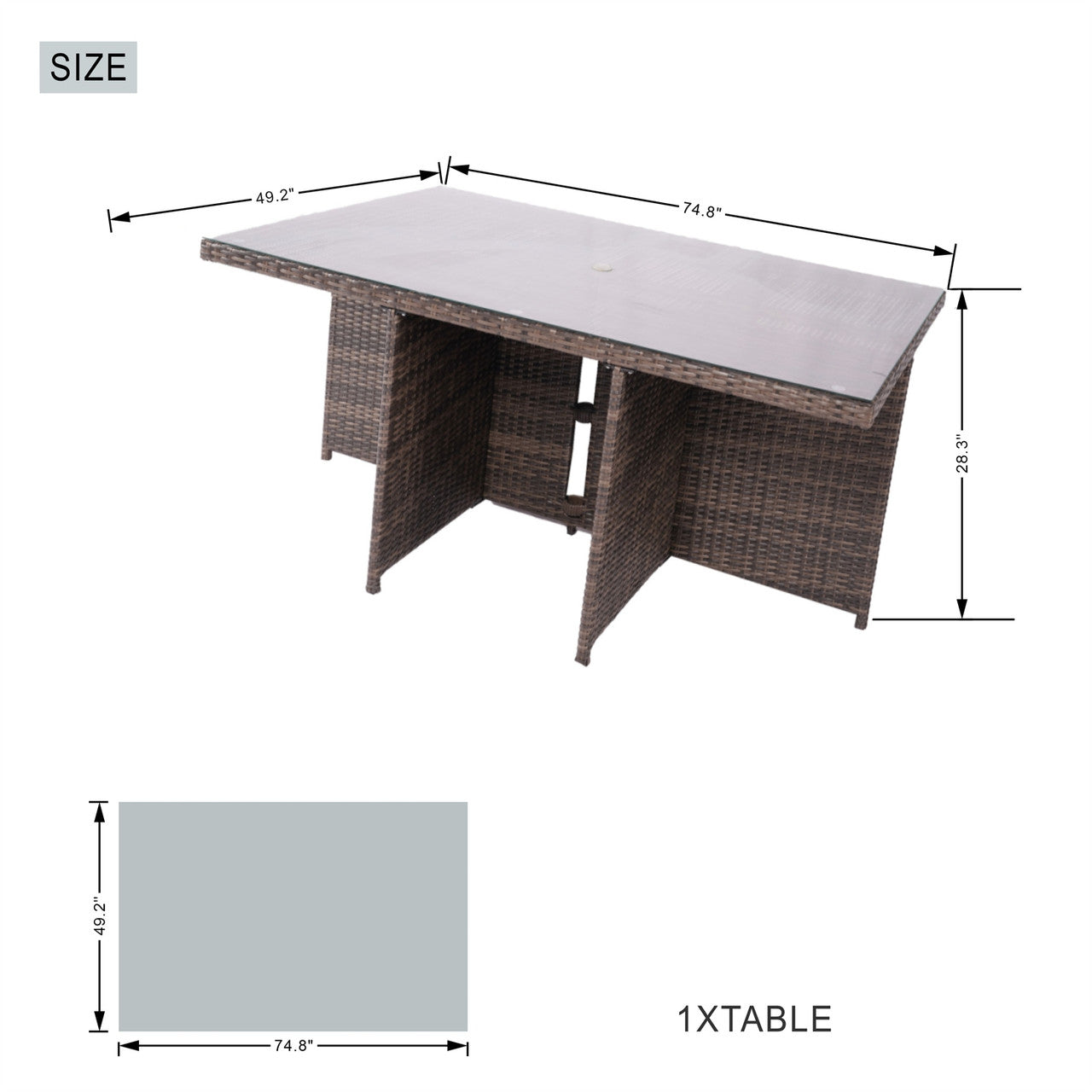 Direct Wicker's Patio Dining Set with 6 Seats, Rectangular Table, and Chairs - PAD-3234