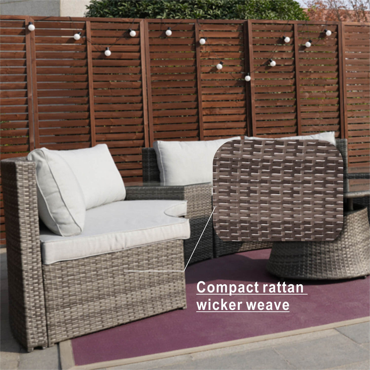 Direct Wicker's Outdoor Furniture Half-Moon Wicker Sofa Set with Coffee Table