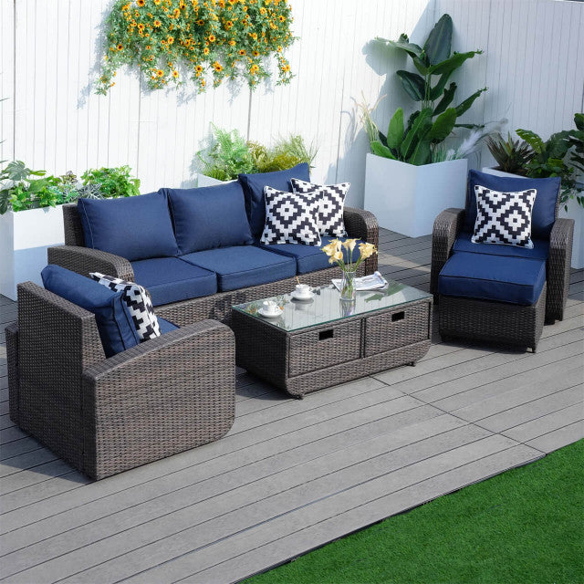 Direct Wicker's 5 Seats Patio Conversation Sofa Set PAS-1515