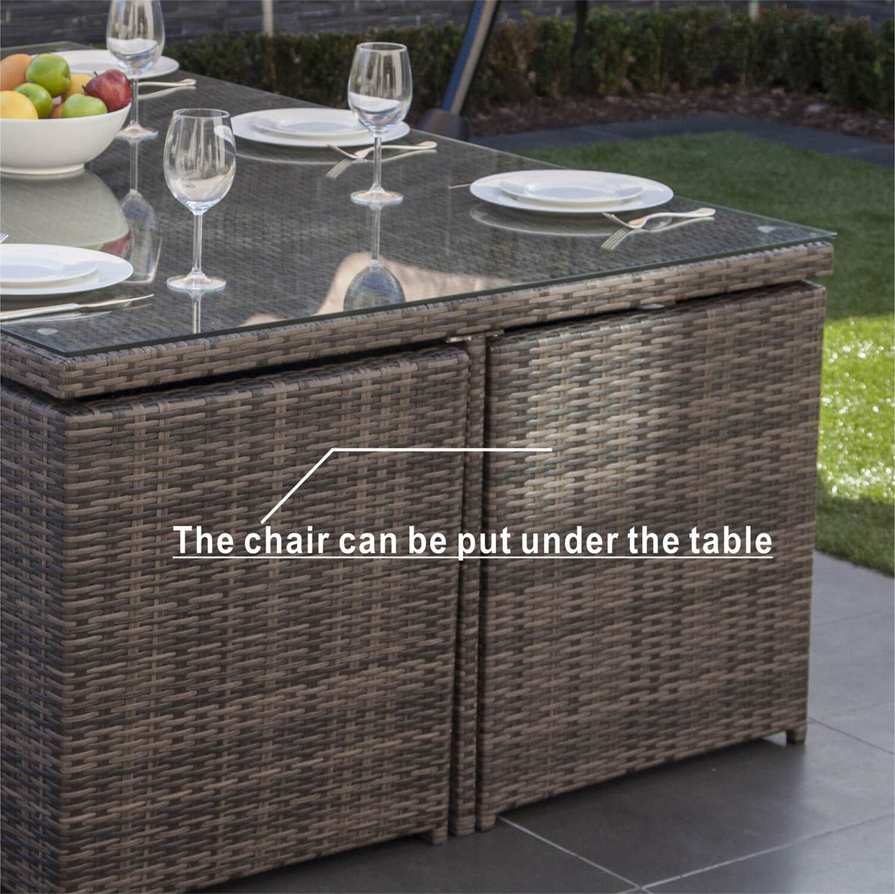 Direct Wicker Patio Dining Table for 6 Rectangular Table in Brown or Gray