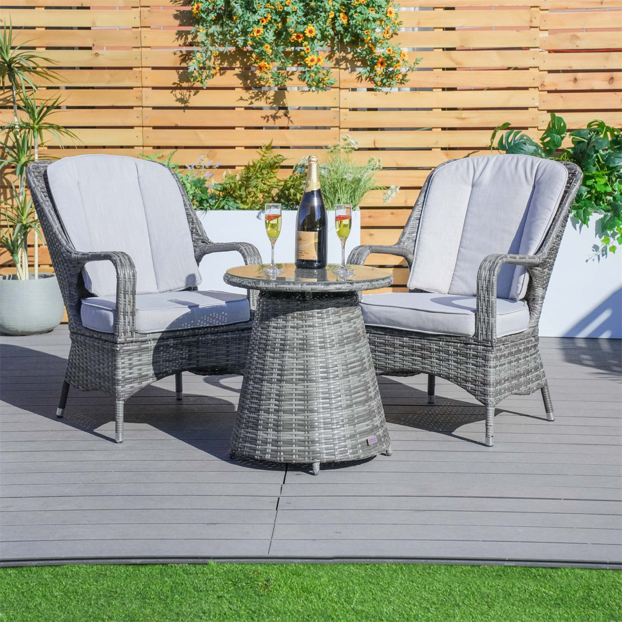 Direct Wicker 3-Pieces Aluminum Dining Table with Rattan Chairs