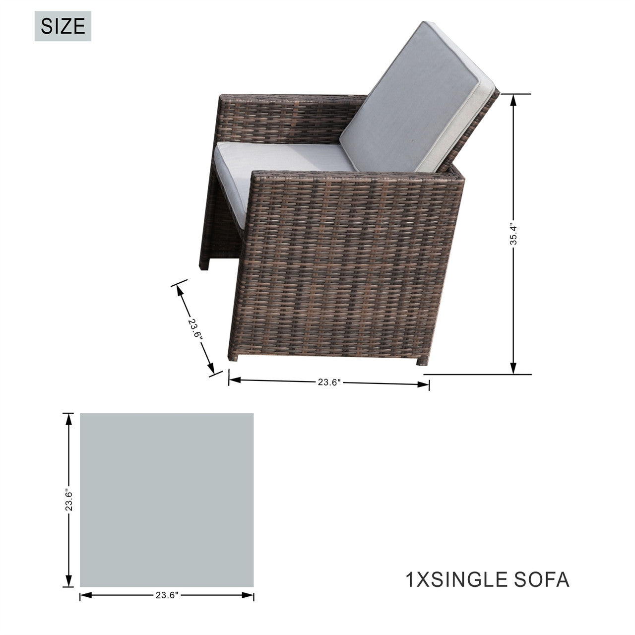 Direct Wicker's Patio Dining Set with 6 Seats, Rectangular Table, and Chairs - PAD-3234