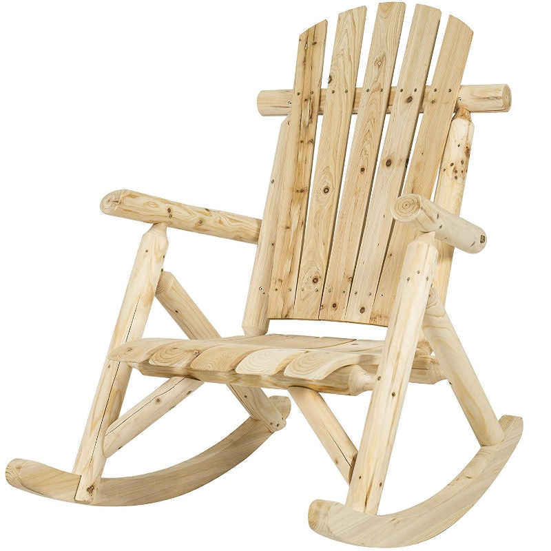 Fast Furnishings Outdoor Wooden Log Rocking Chair - Adirondack Style