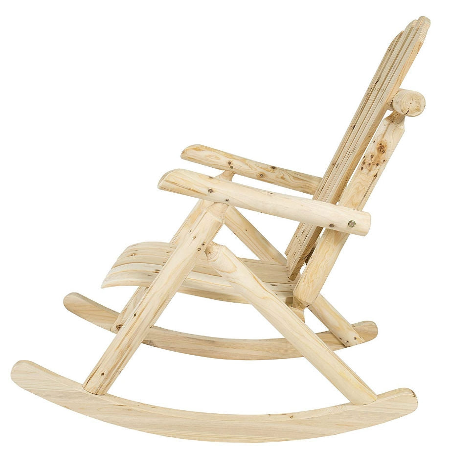 Fast Furnishings Outdoor Wooden Log Rocking Chair - Adirondack Style