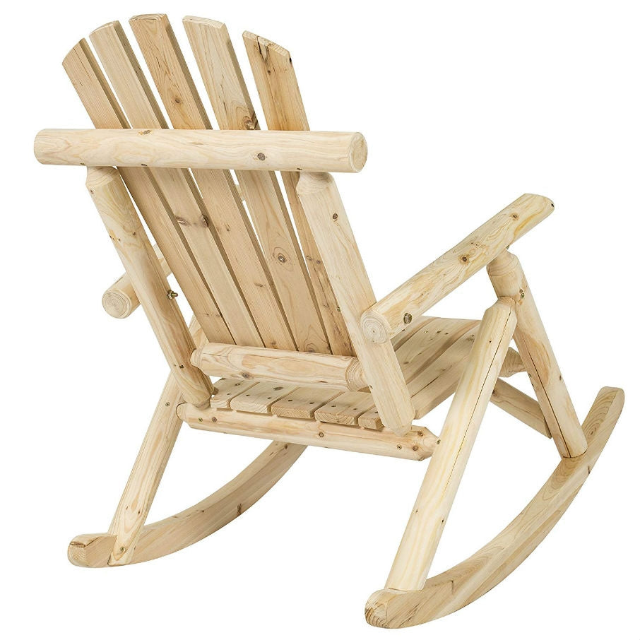 Fast Furnishings Outdoor Wooden Log Rocking Chair - Adirondack Style