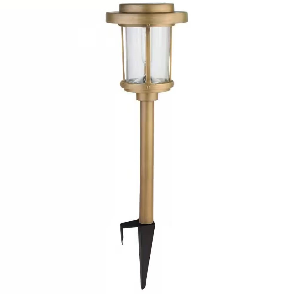 Fast Furnishings 4 Pack - Gold Outdoor Solar LED Light Set - Weather-Resistant Path Yard Lighting