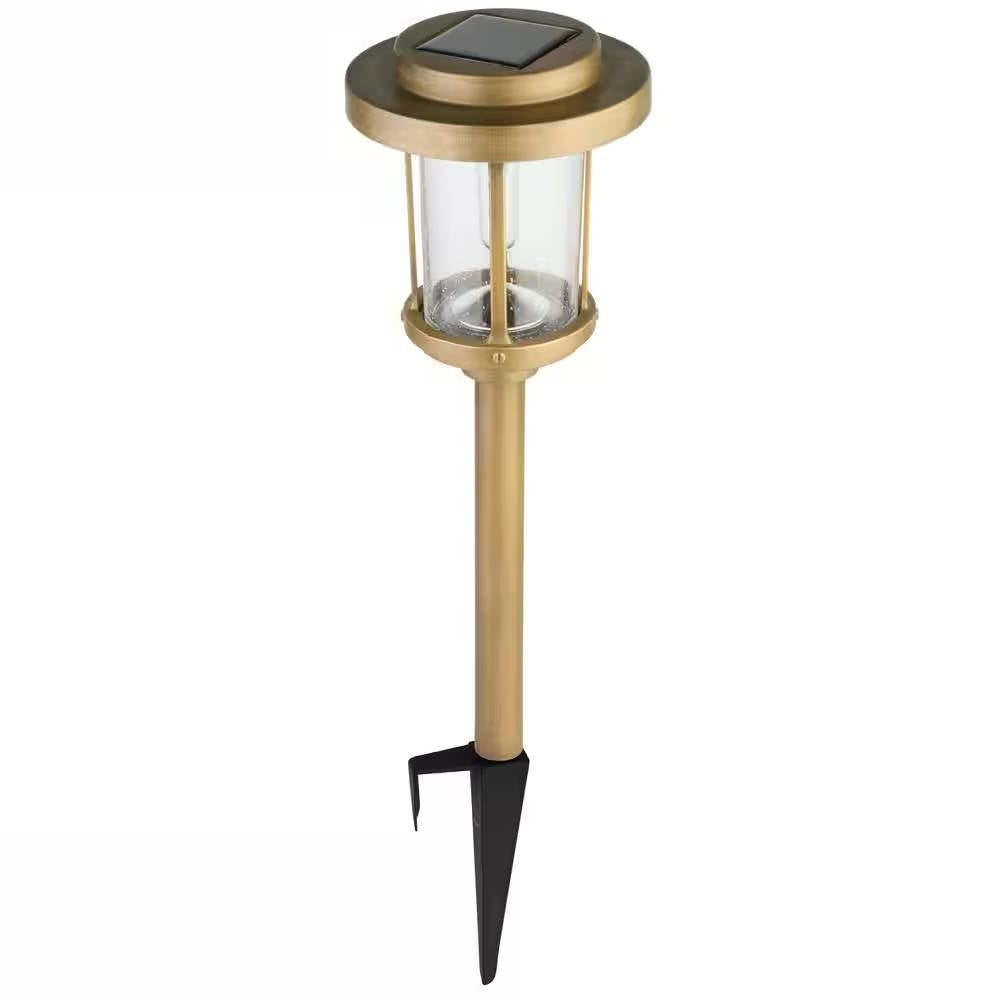 Fast Furnishings 4 Pack - Gold Outdoor Solar LED Light Set - Weather-Resistant Path Yard Lighting