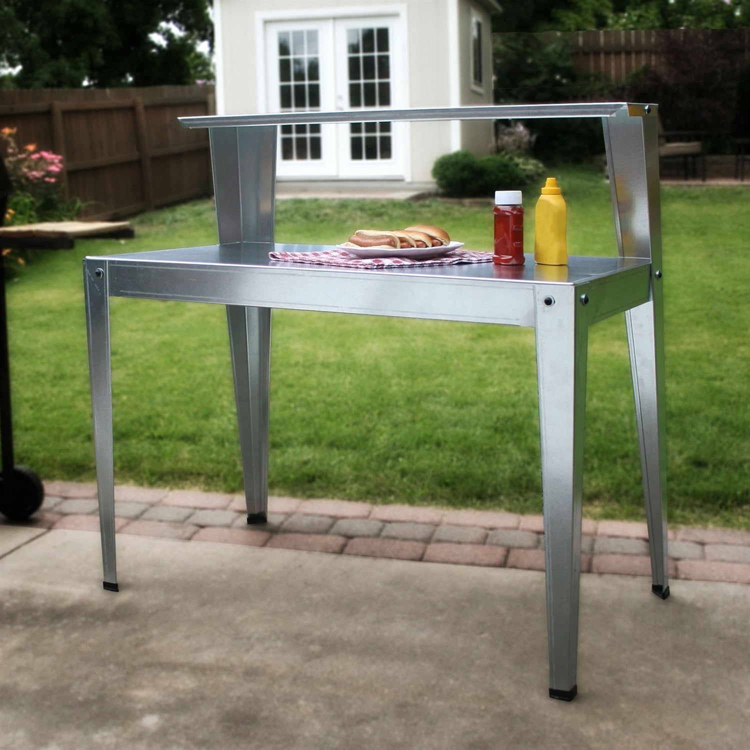 Fast Furnishings Galvanized Steel Potting Bench Garden Workstation Rack Table