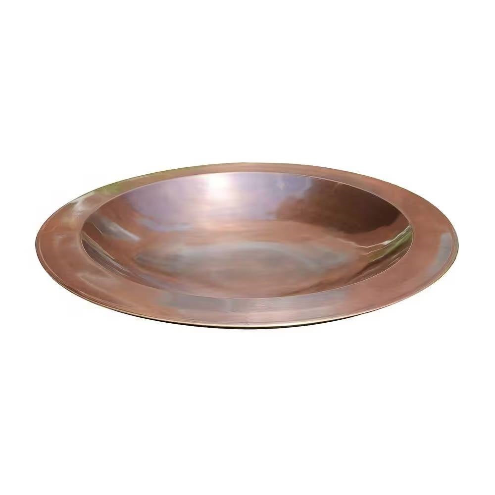 Fast Furnishings 24-inch Diameter Round Copper Plated Brass Large Bird Bath Rimmed Bowl Birdbath