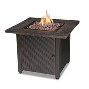 Fast Furnishings 30-inch Outdoor Bronze LP Propane Gas Fire Pit with Lava Rocks and Cover
