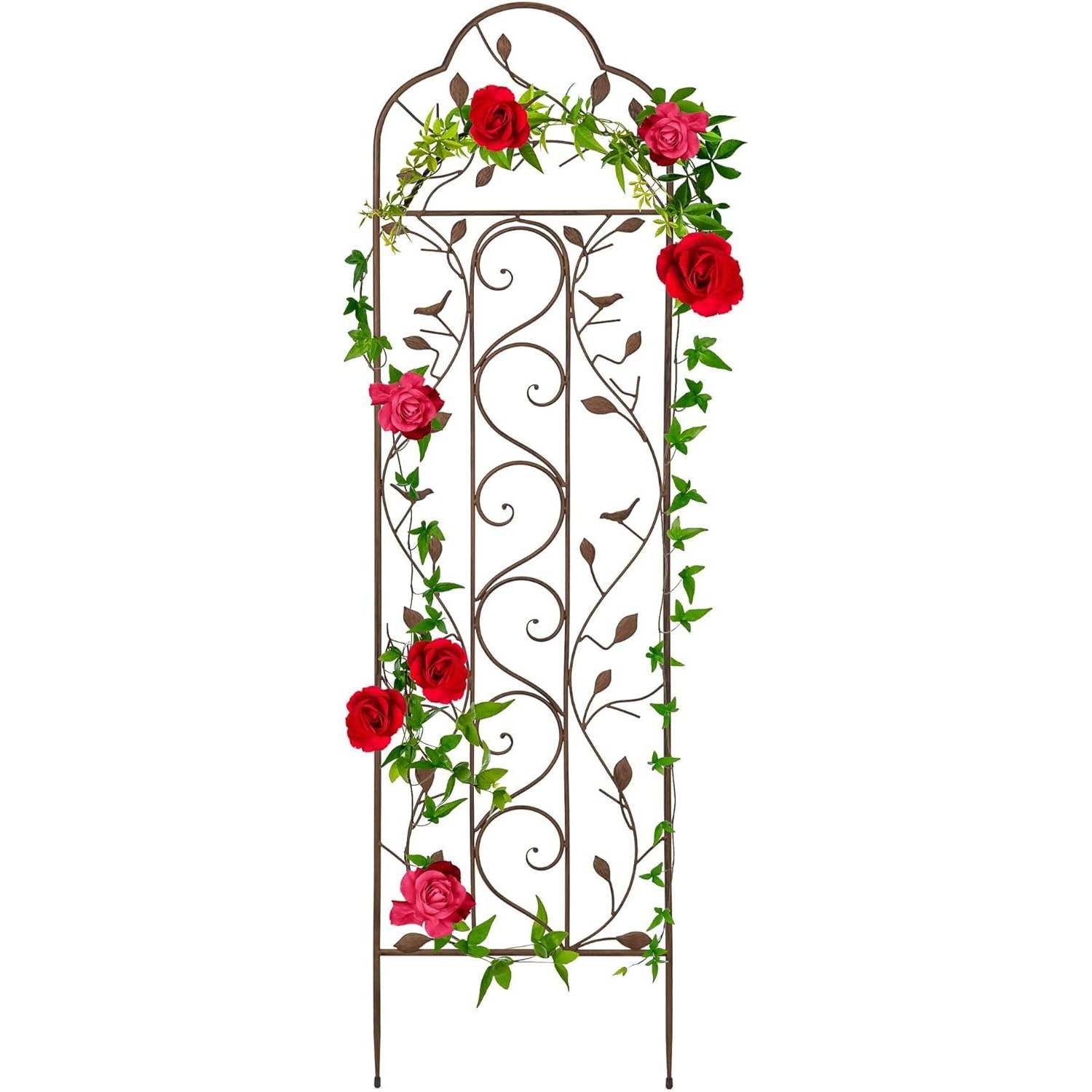 Fast Furnishings 60-inch Tall Outdoor Iron Garden Trellis in Bronze Metal Finish