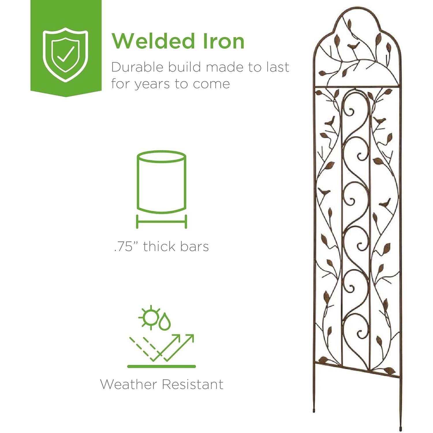 Fast Furnishings 60-inch Tall Outdoor Iron Garden Trellis in Bronze Metal Finish