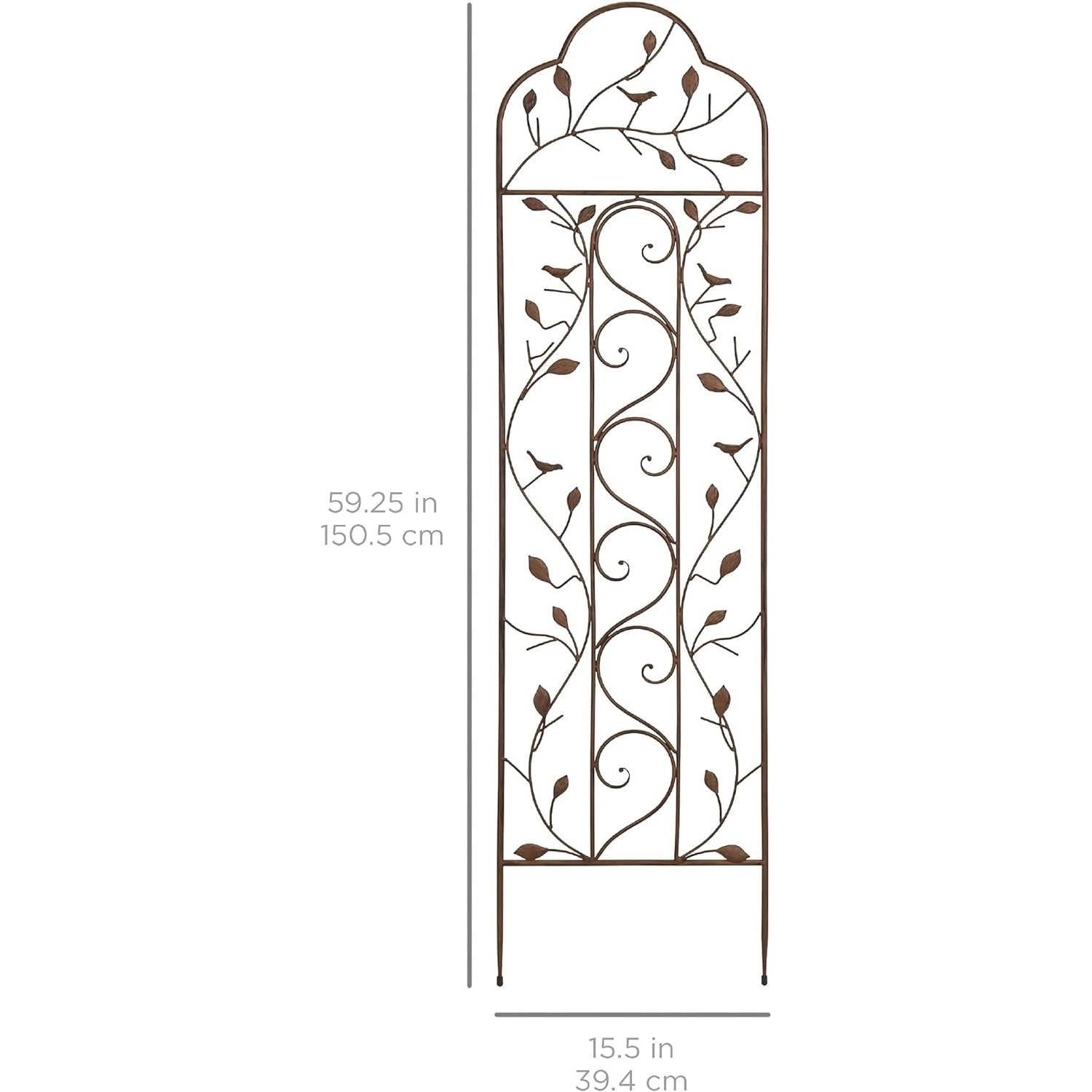 Fast Furnishings 60-inch Tall Outdoor Iron Garden Trellis in Bronze Metal Finish