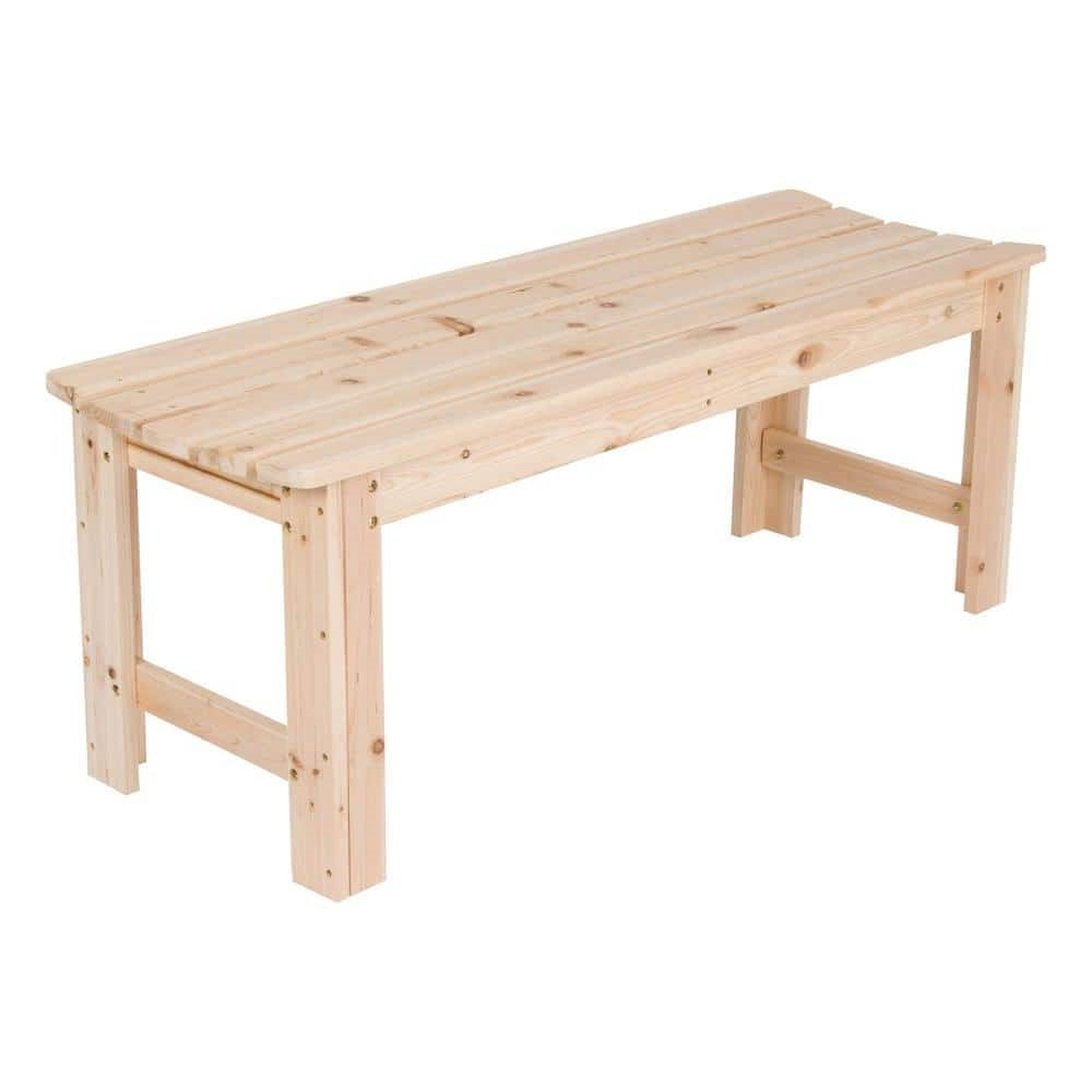 Fast Furnishings Outdoor Patio Backless Cedar Wood 4-ft. Garden Bench in Natural Finish