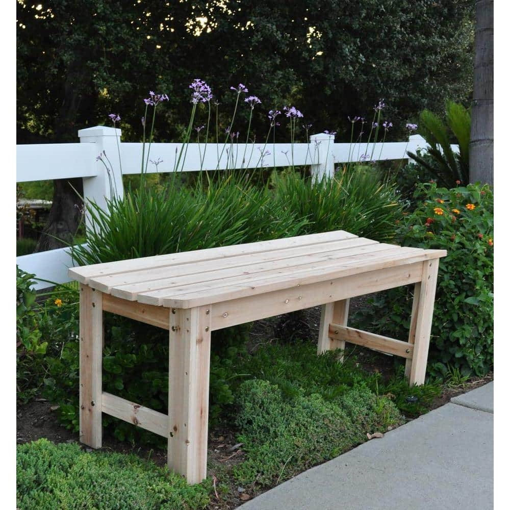 Fast Furnishings Outdoor Patio Backless Cedar Wood 4-ft. Garden Bench in Natural Finish