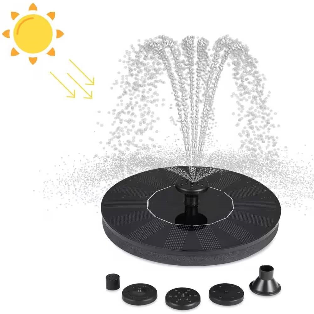 Fast Furnishings Solar Powered Birdbath to Water Fountain Kit with 4 Nozzle Heads