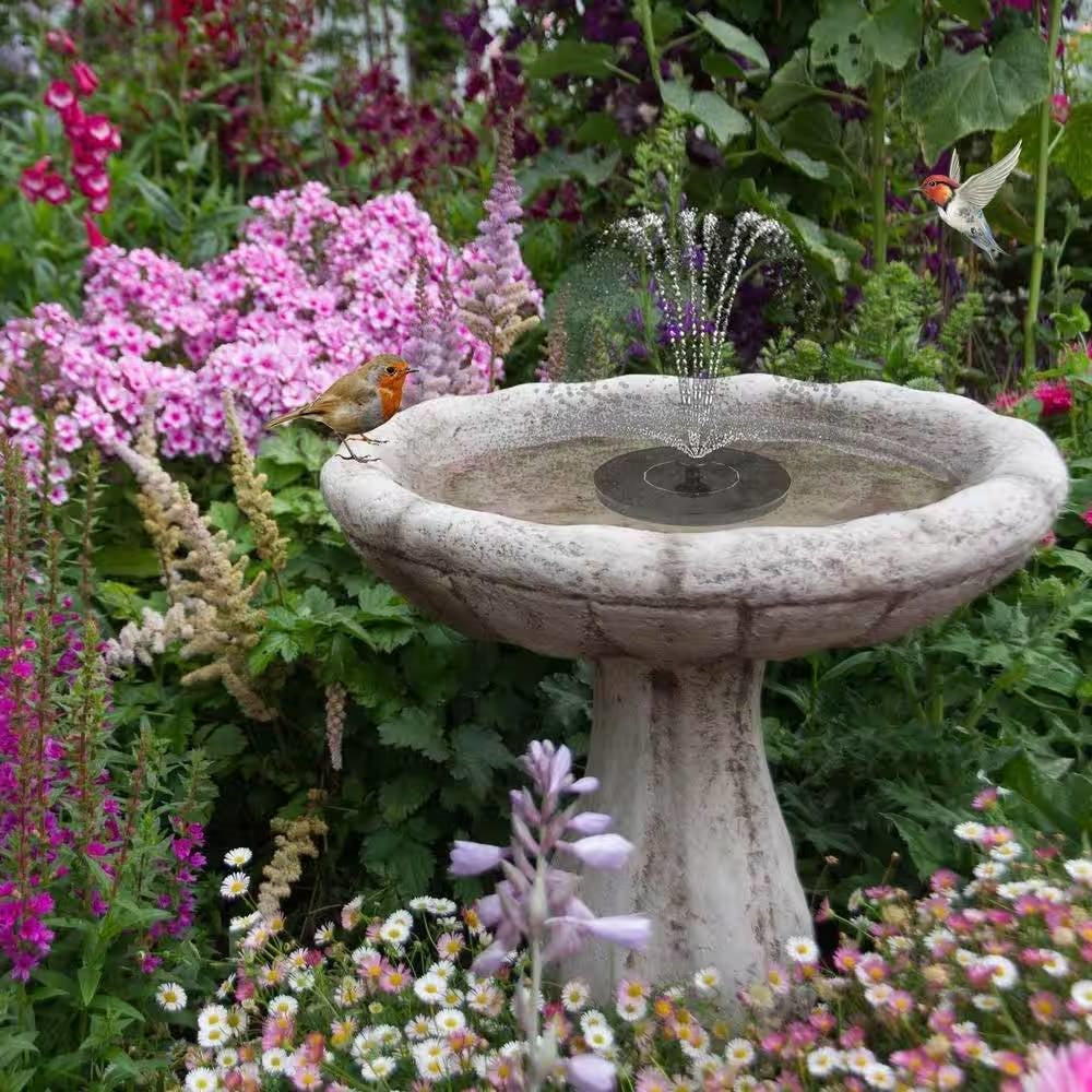 Fast Furnishings Solar Powered Birdbath to Water Fountain Kit with 4 Nozzle Heads