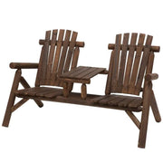 Fast Furnishings Adirondack Patio 2 Chair Lounger with Center Coffee Table Brown