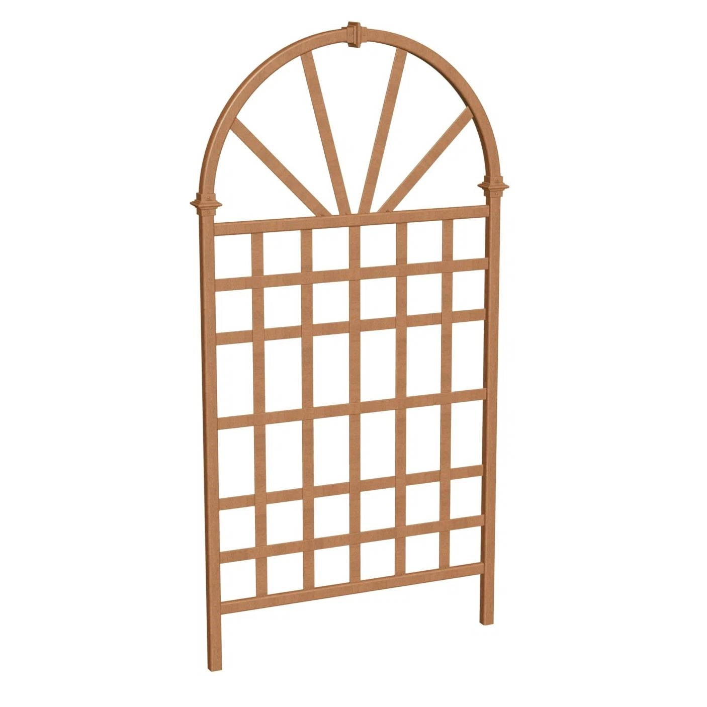 Fast Furnishings 77-inch Outdoor Light Brown Vinyl Lattice Garden Trellis with Arched Top