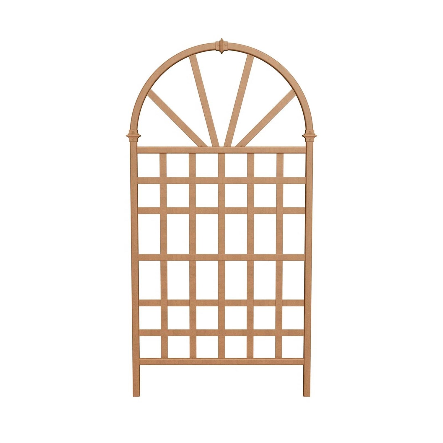 Fast Furnishings 77-inch Outdoor Light Brown Vinyl Lattice Garden Trellis with Arched Top