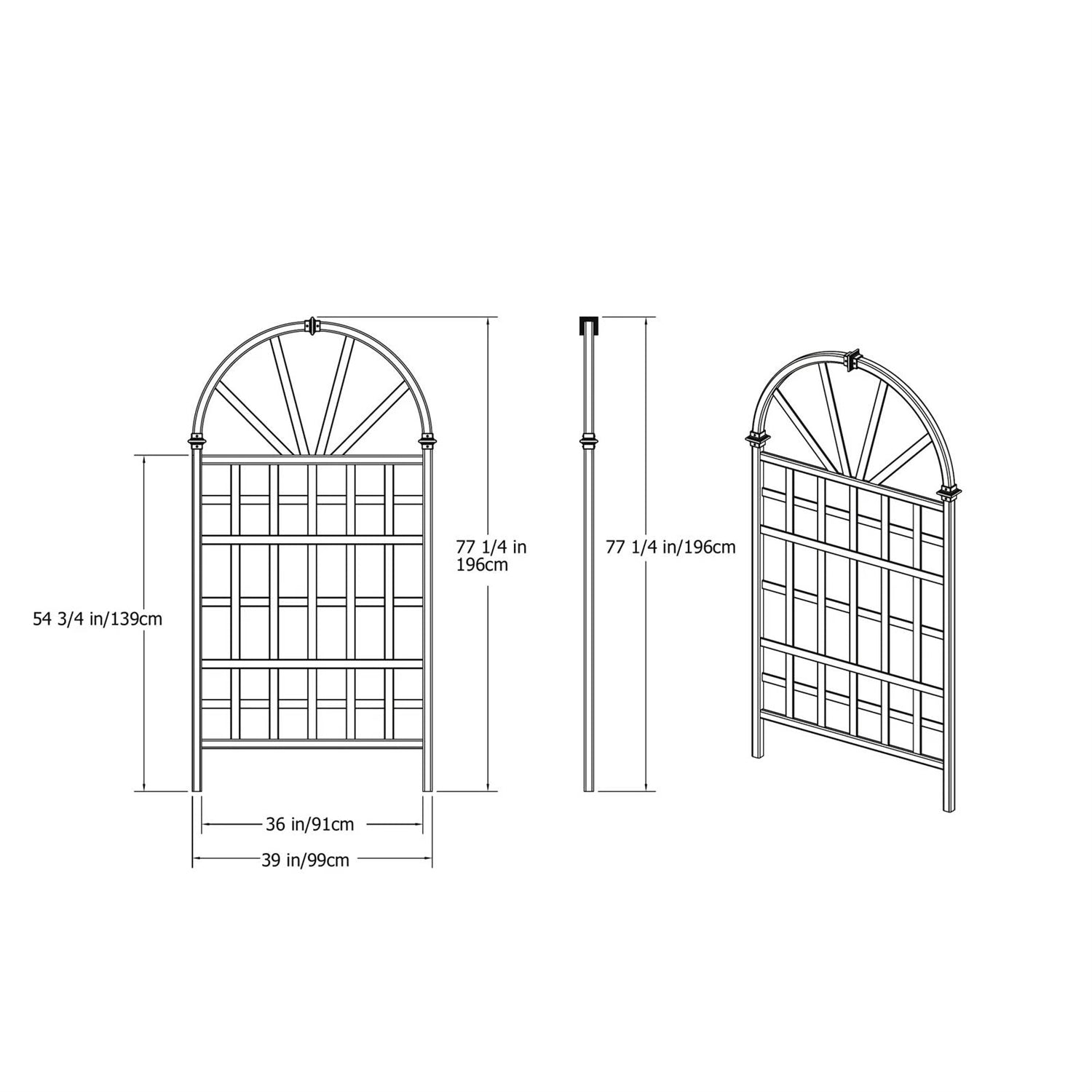 Fast Furnishings 77-inch Outdoor Light Brown Vinyl Lattice Garden Trellis with Arched Top