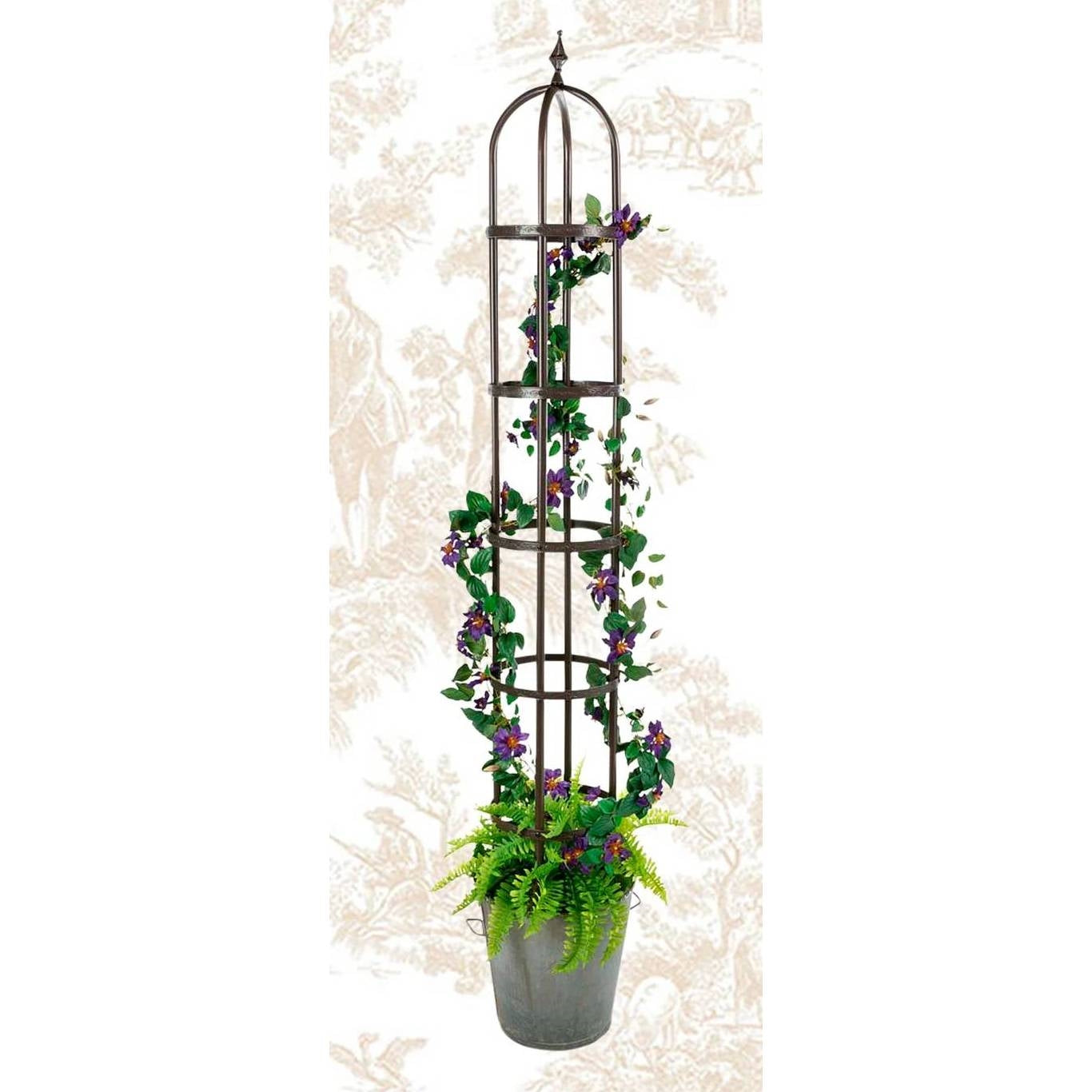 Fast Furnishings 60-inch Bronze Finish Steel Outdoor Garden Trellis Obelisk