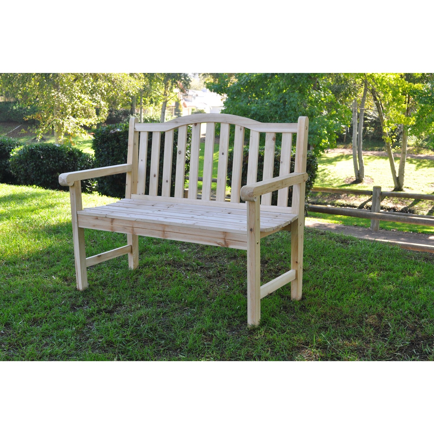 Fast Furnishings Outdoor Cedar Wood Garden Bench in Natural with 475lbs. Weight Limit