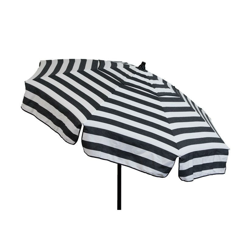 Fast Furnishings 6 Foot Black White Stripe Drape Umbrella Manual Lift with Tilt