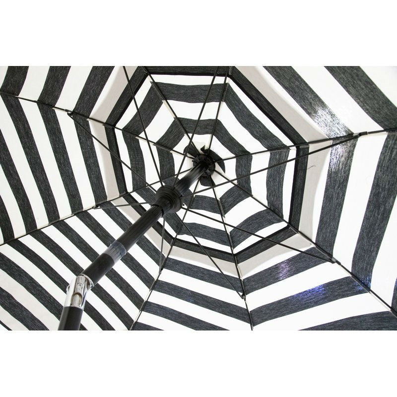 Fast Furnishings 6 Foot Black White Stripe Drape Umbrella Manual Lift with Tilt