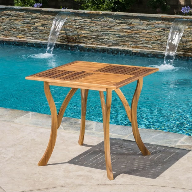 Fast Furnishings Outdoor Solid Wood 31.5 inch Square Patio Dining Table