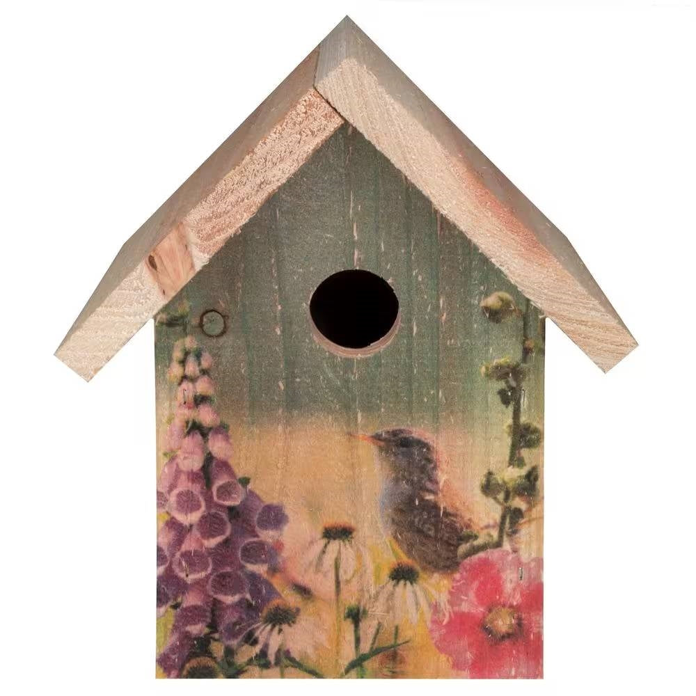 Fast Furnishings Cedar Wooden A-Frame Birdhouses for Wrens - Easy to Hang